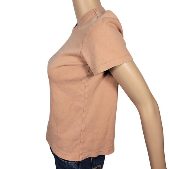 Uniqlo Women's 100% Cotton Soft Short Sleeve Nude/Peach Staple Shirt Size S - Picture 8 of 10